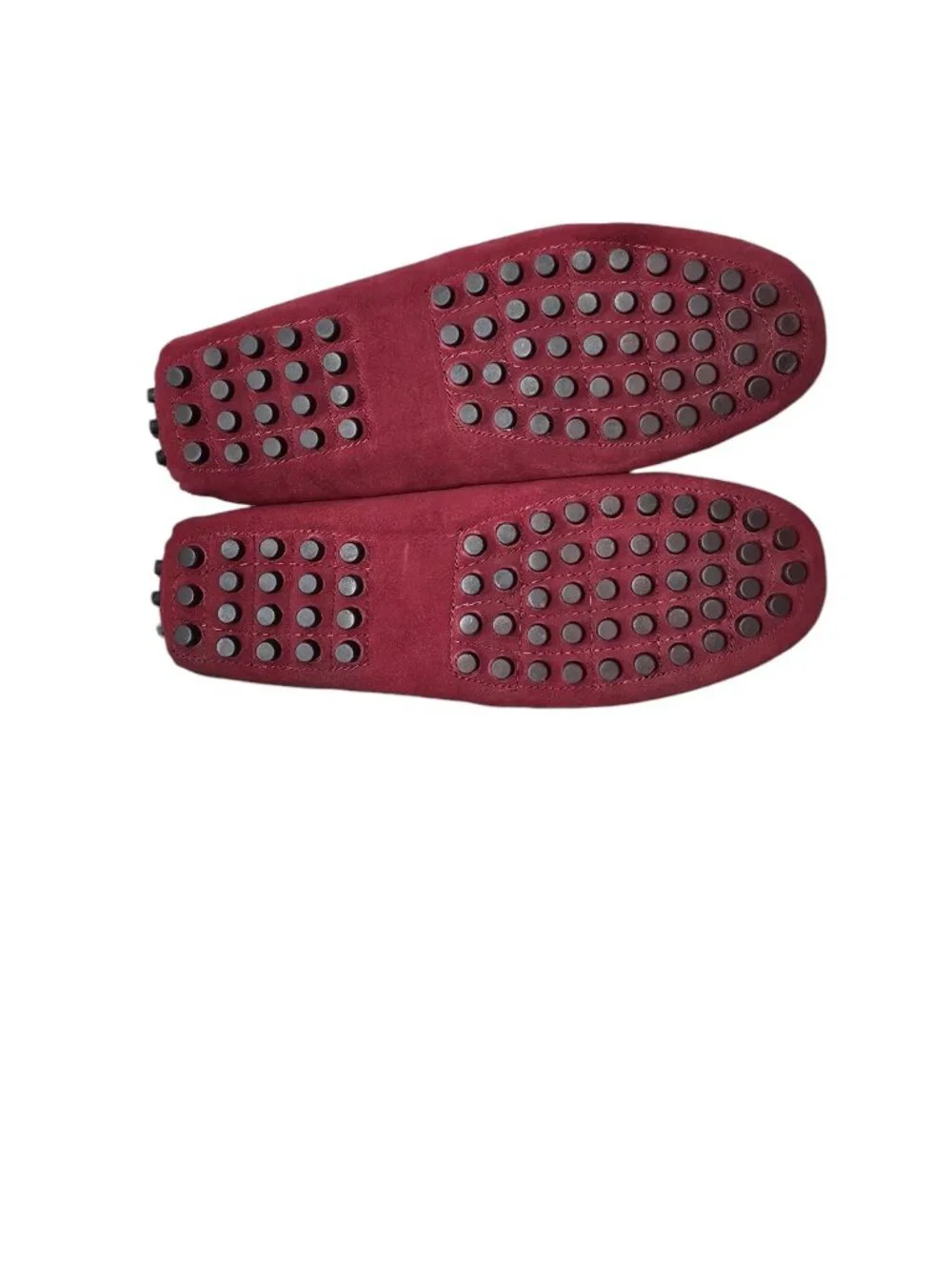 JIONS Suede Leather Driving Penny Loafers Moccasin Shoe Red Men 8.5 Women 10 New